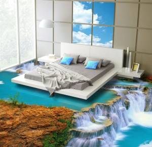 3Д пол кровать на водопаде